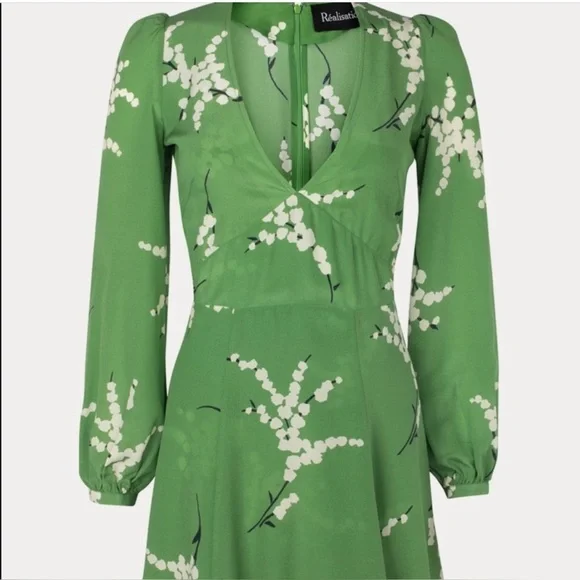Realisation Par The Kate Loving Green Chic Green Floral Mini Dress women size M Realisation Par The Kate Loving Green Chic Green Floral Mini Dress women size M
